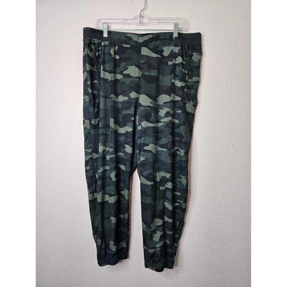 Old Navy Active StretchTech Camo Joggers Womens‎ 1X Plus Green Black Ankle Zip
